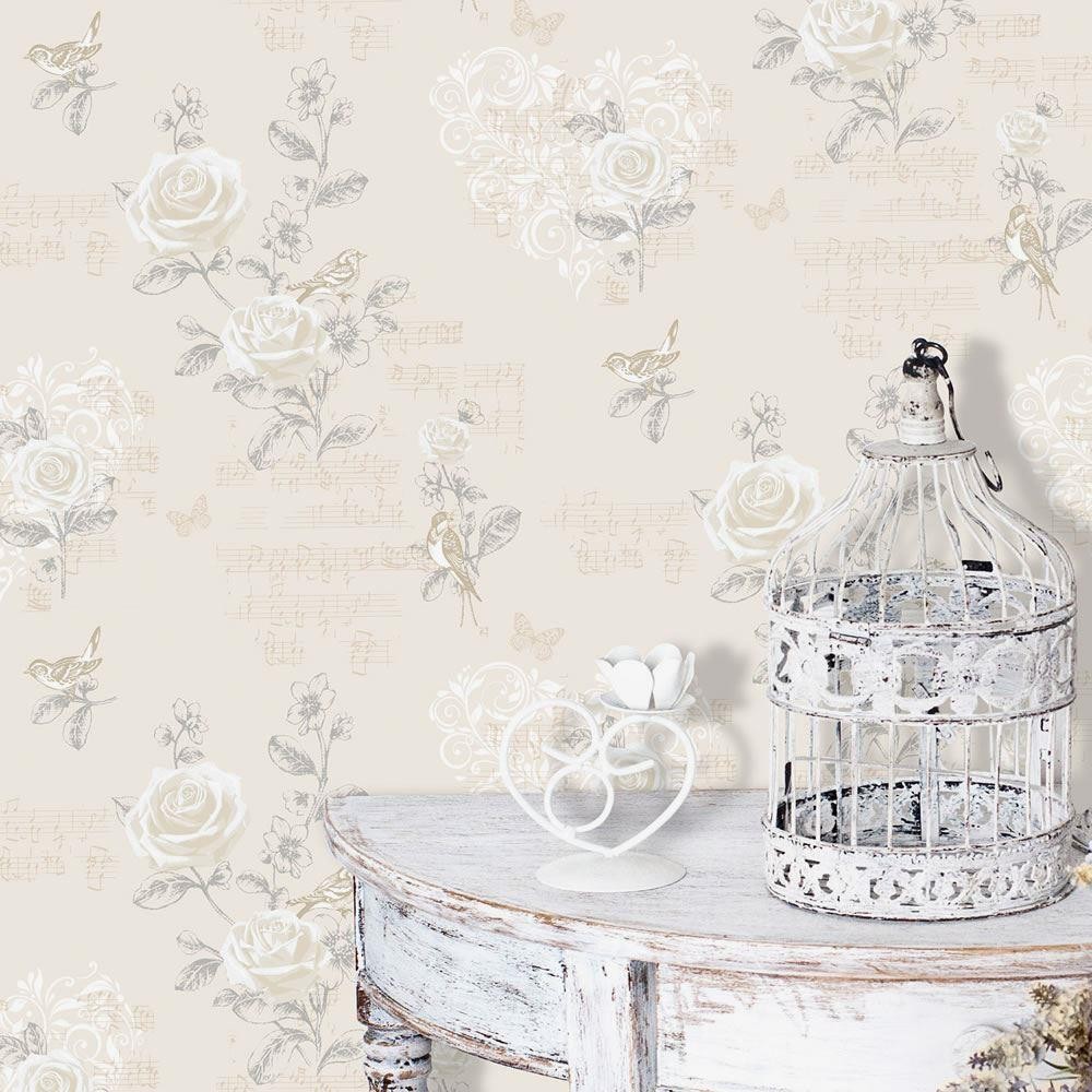 Music Butterfly Shabby Chic Vintage Country Coloroll Wallpaper