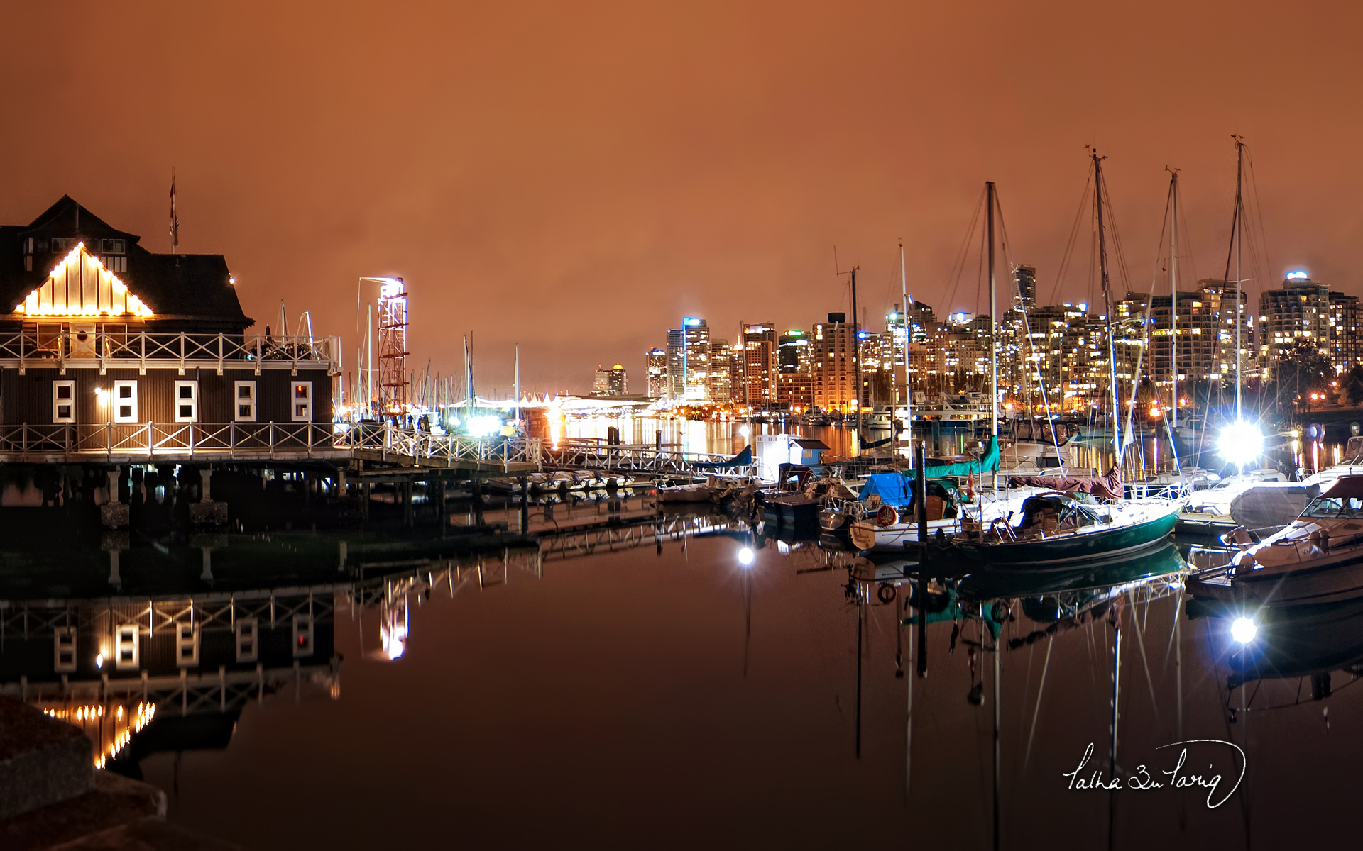 Vancouver Coal Harbour Nights Wallpaper HD