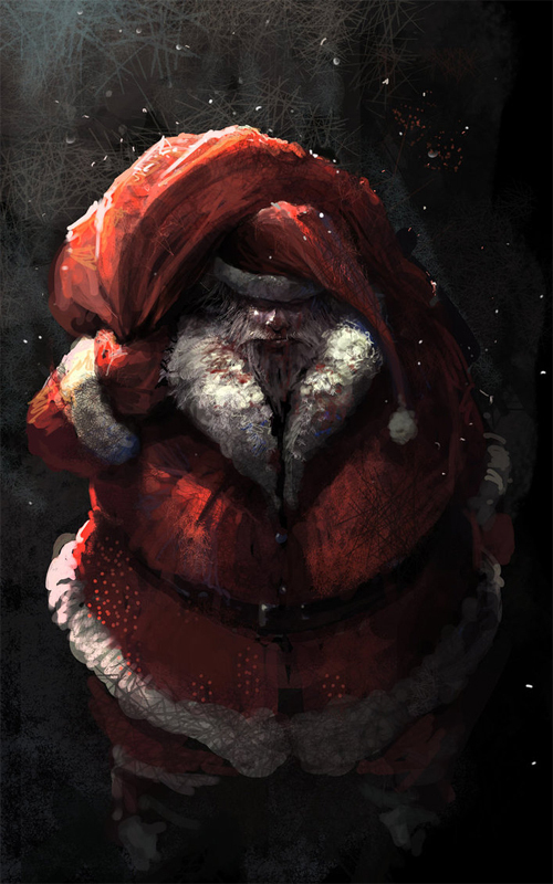 Dark Scary Santa Claus Christmas Artworks Illustrations Teargas