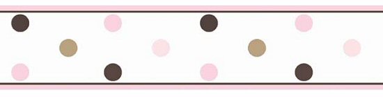 Pink And Brown Polka Dot Wallpaper Border For Girls Room Or Nursery