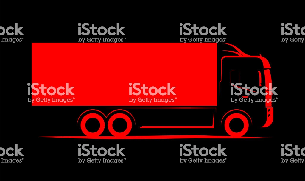 Truck Wagon Simple Side Schematic Image On Black Background