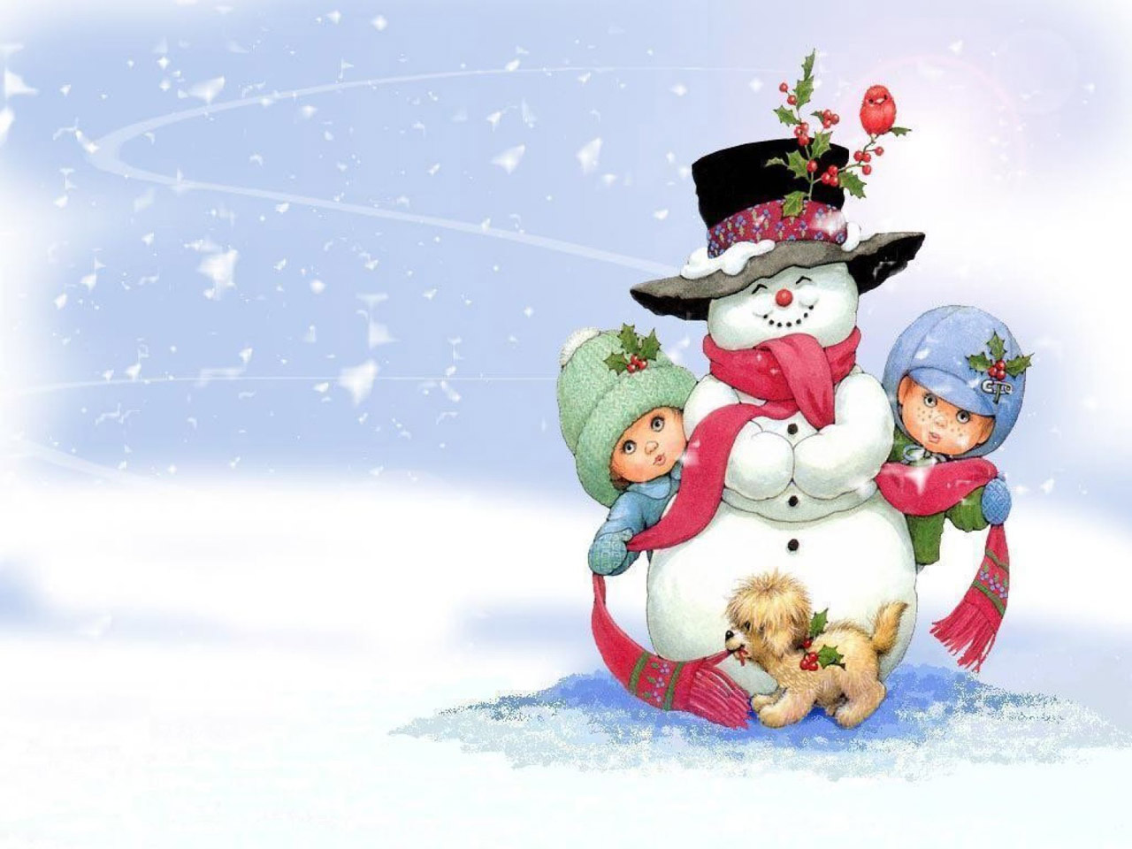 Desktop Wallpaper Of Snowman On Christmas Puter