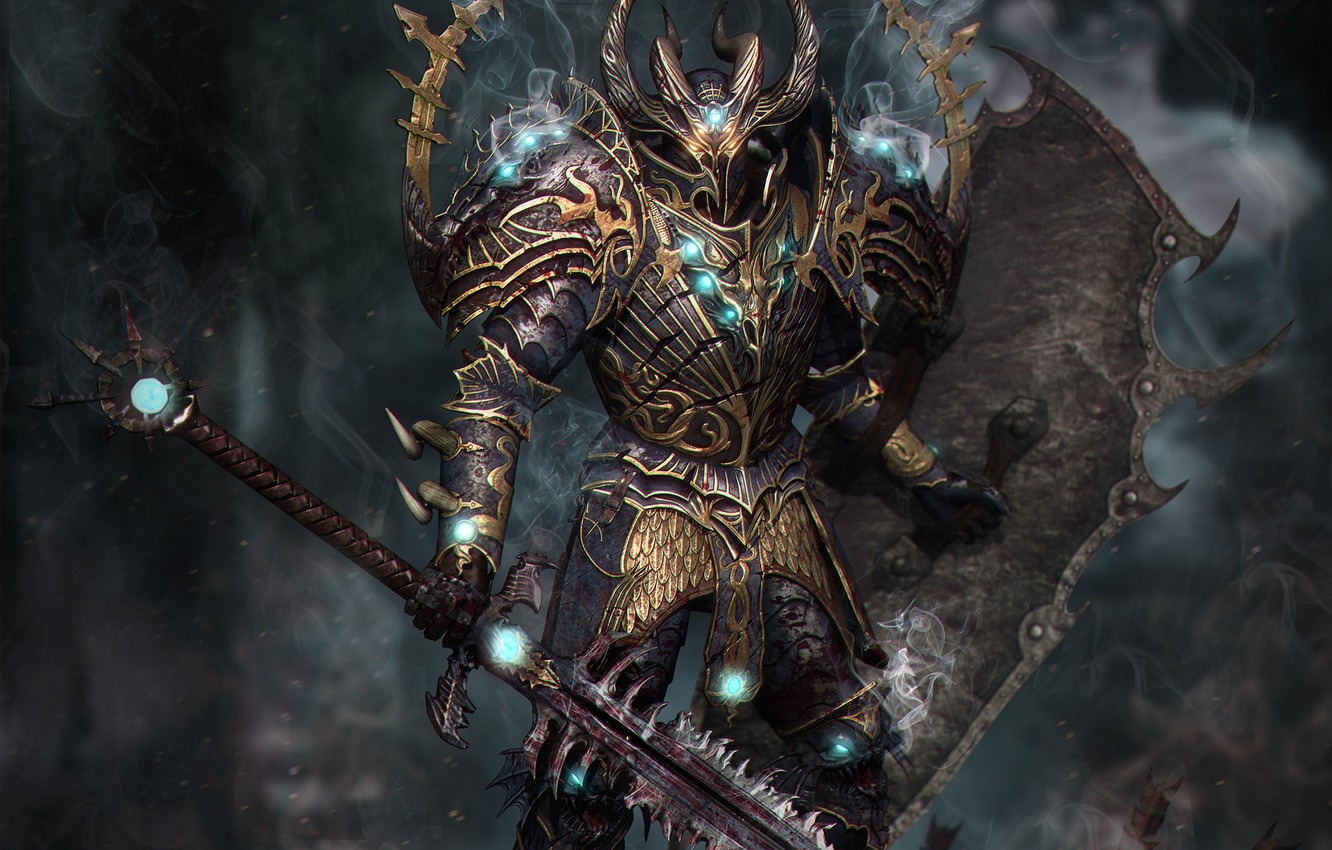 Wallpaper Magic Blood Smoke Sword Armor Shield Knight