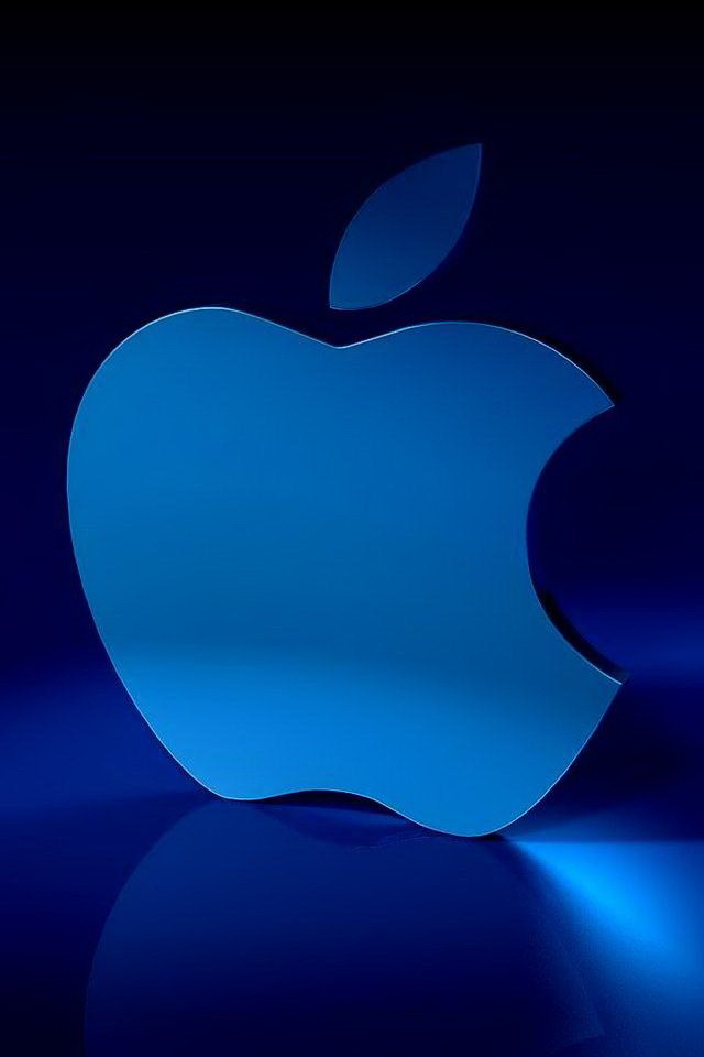 Blue 3d Apple Logo Wallpaper iPhone