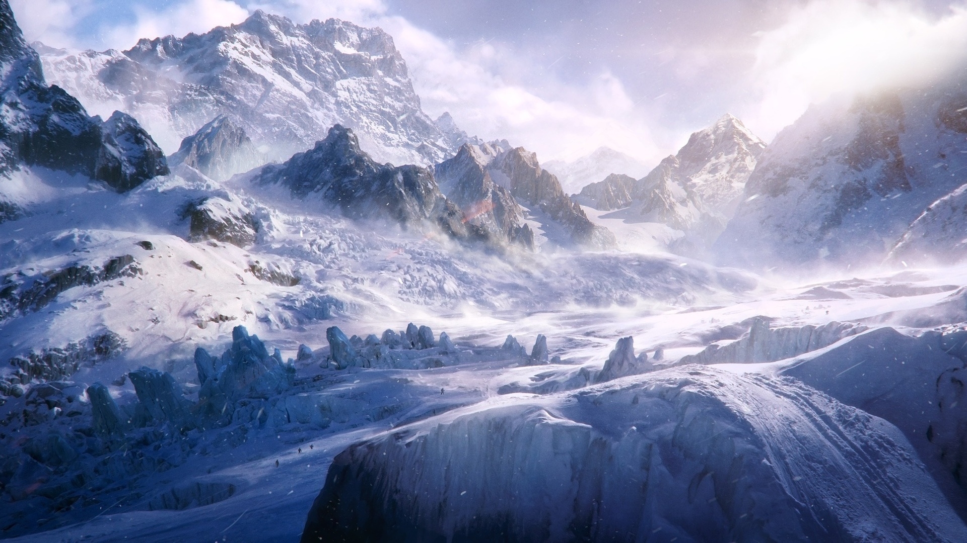 Snow Mountains Cold Blizzard Wind Full HD 1080p Background