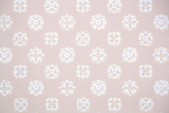 S Vintage Wallpaper Pink With White Geometric Design