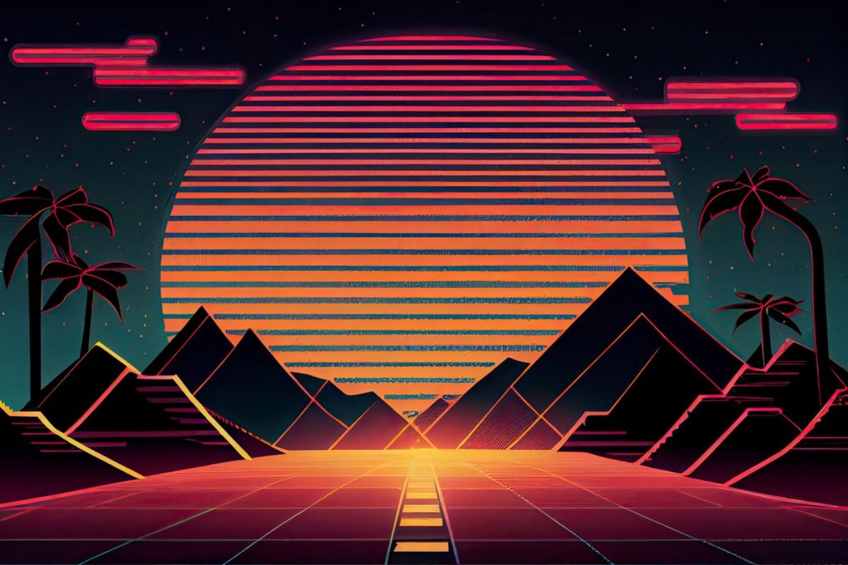 Wall Mural Retro 80s Background From Scandiwall Wallpaper