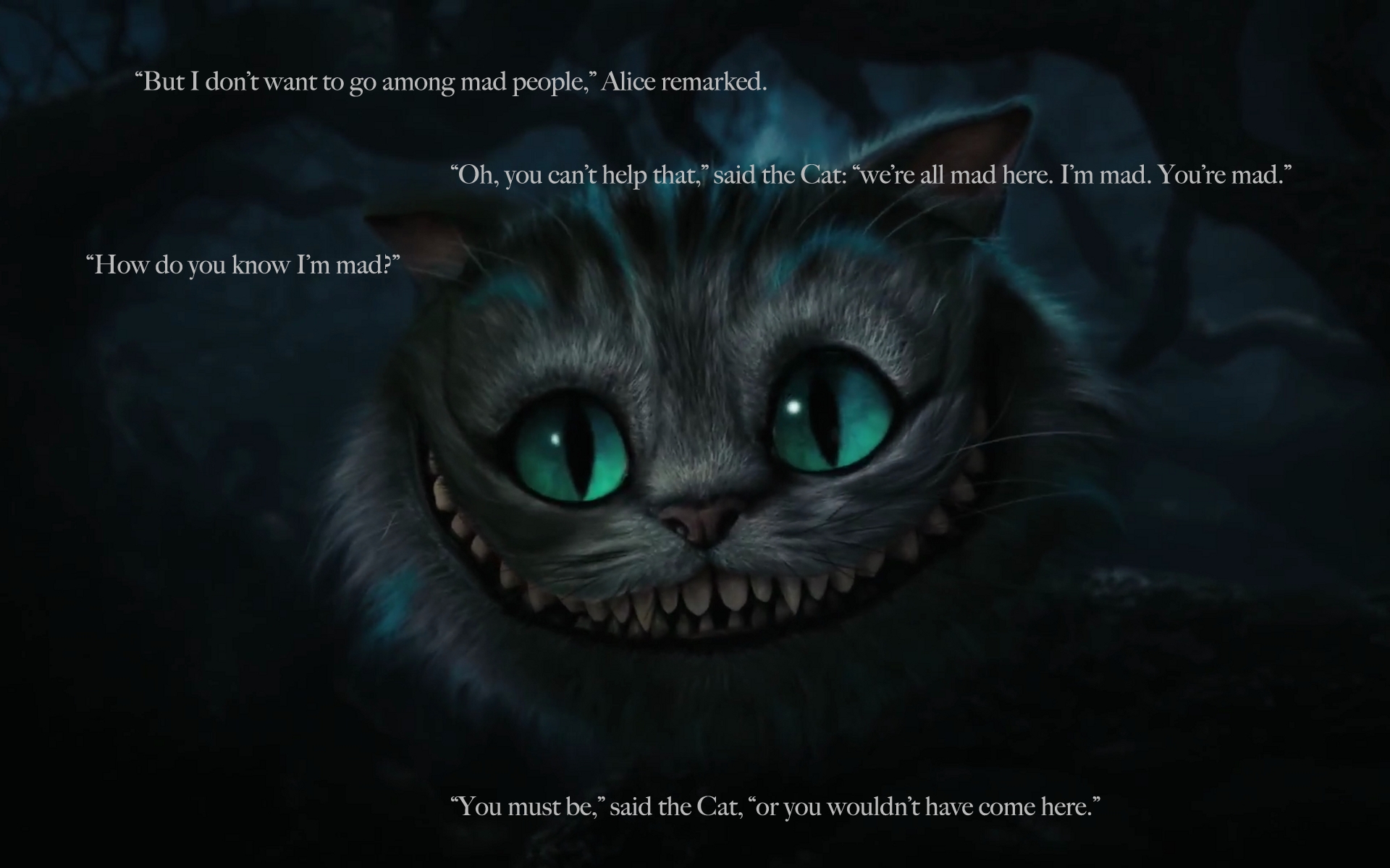 cats alice in wonderland quotes cheshire cat 1920x1200 wallpaper