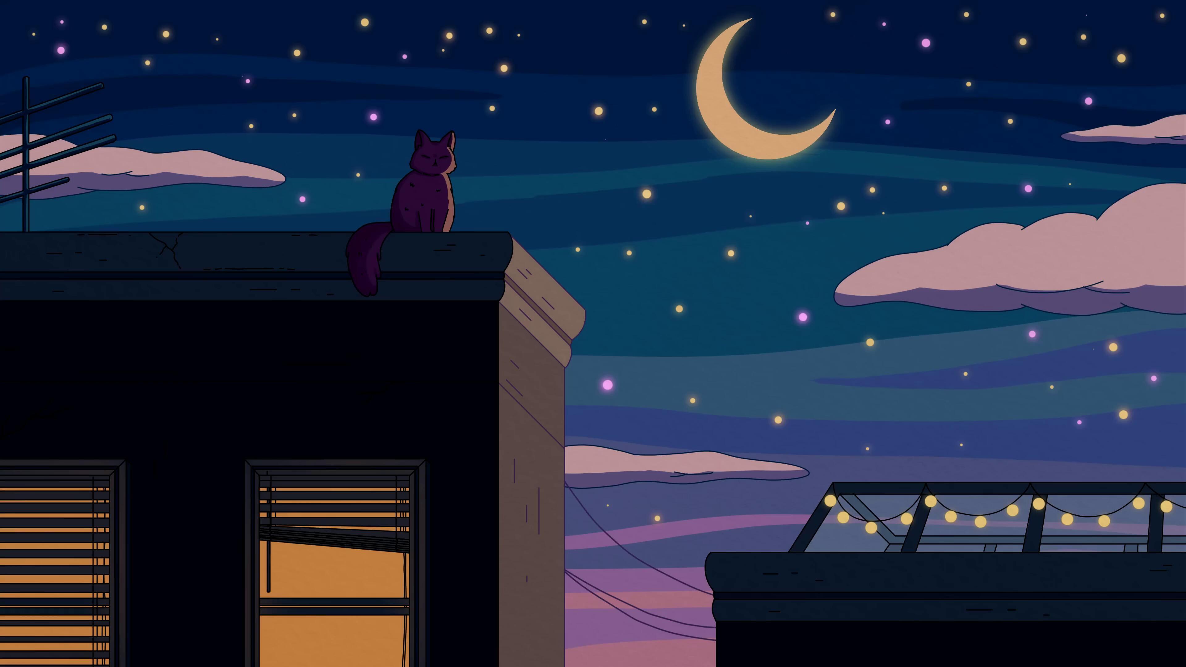 Purrple Cat On X City Nights A Quiet Night Of