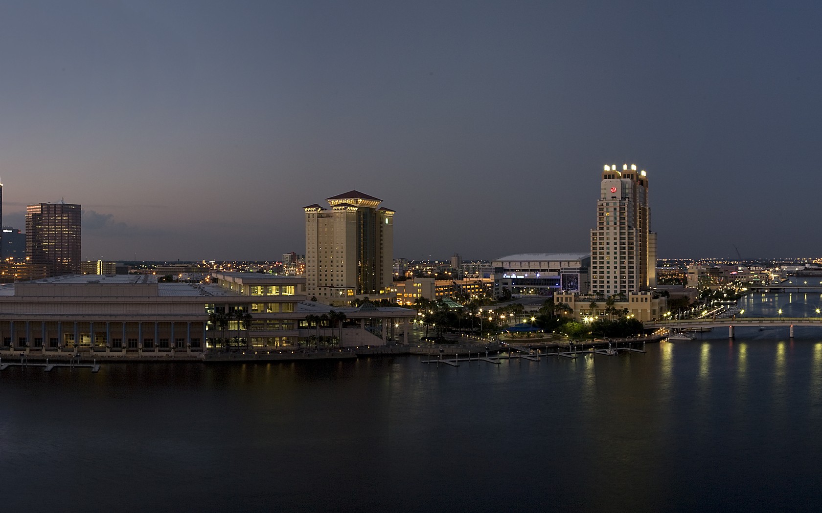 Tampa City Florida Light Night Usa Water