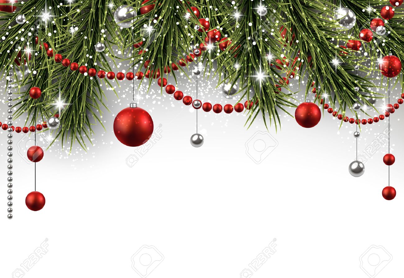 Christmas Background With Fir Branches And Balls Royalty