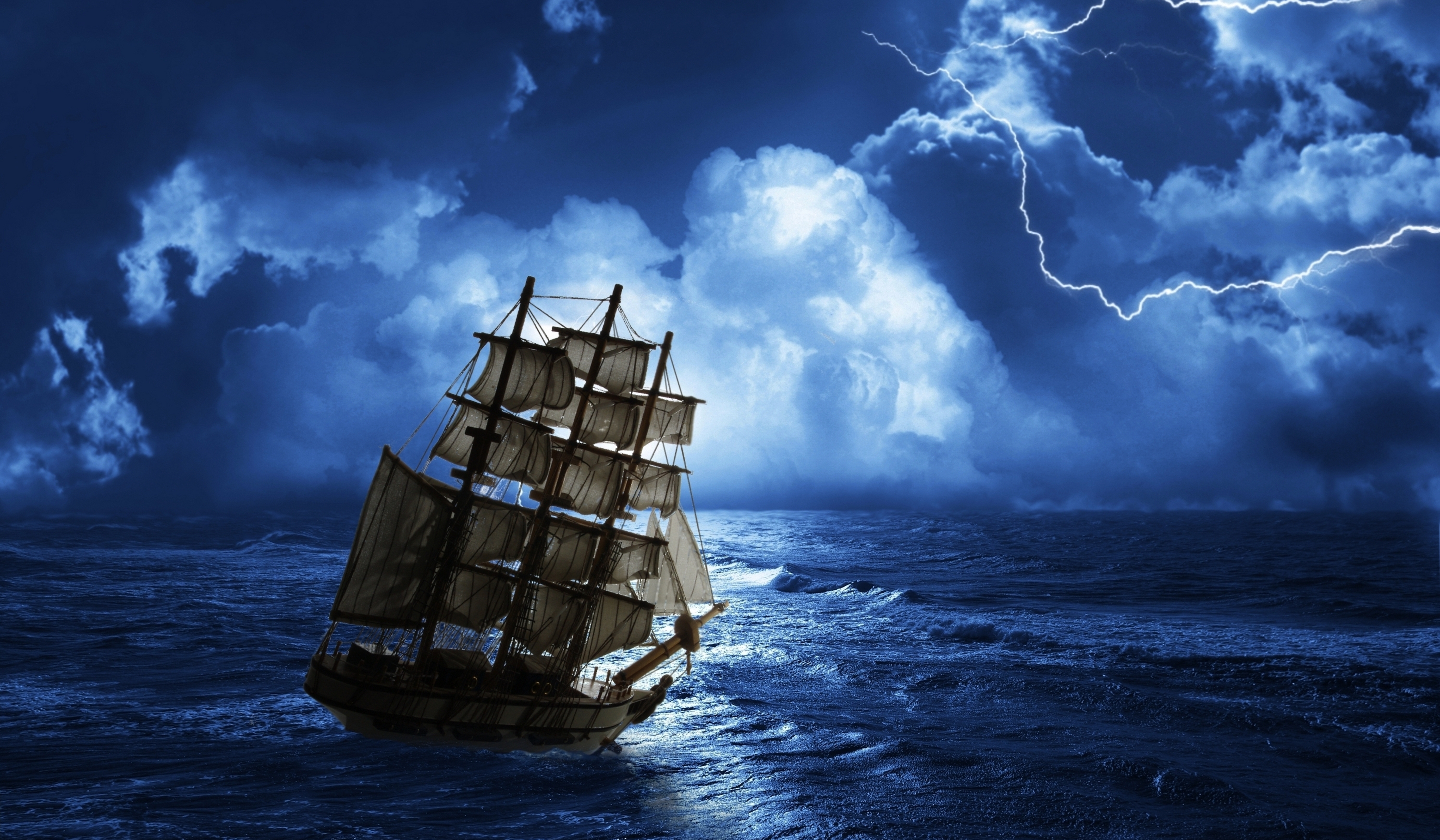 Ghost Ship Thunder Creepy Nature Landscape Clouds
