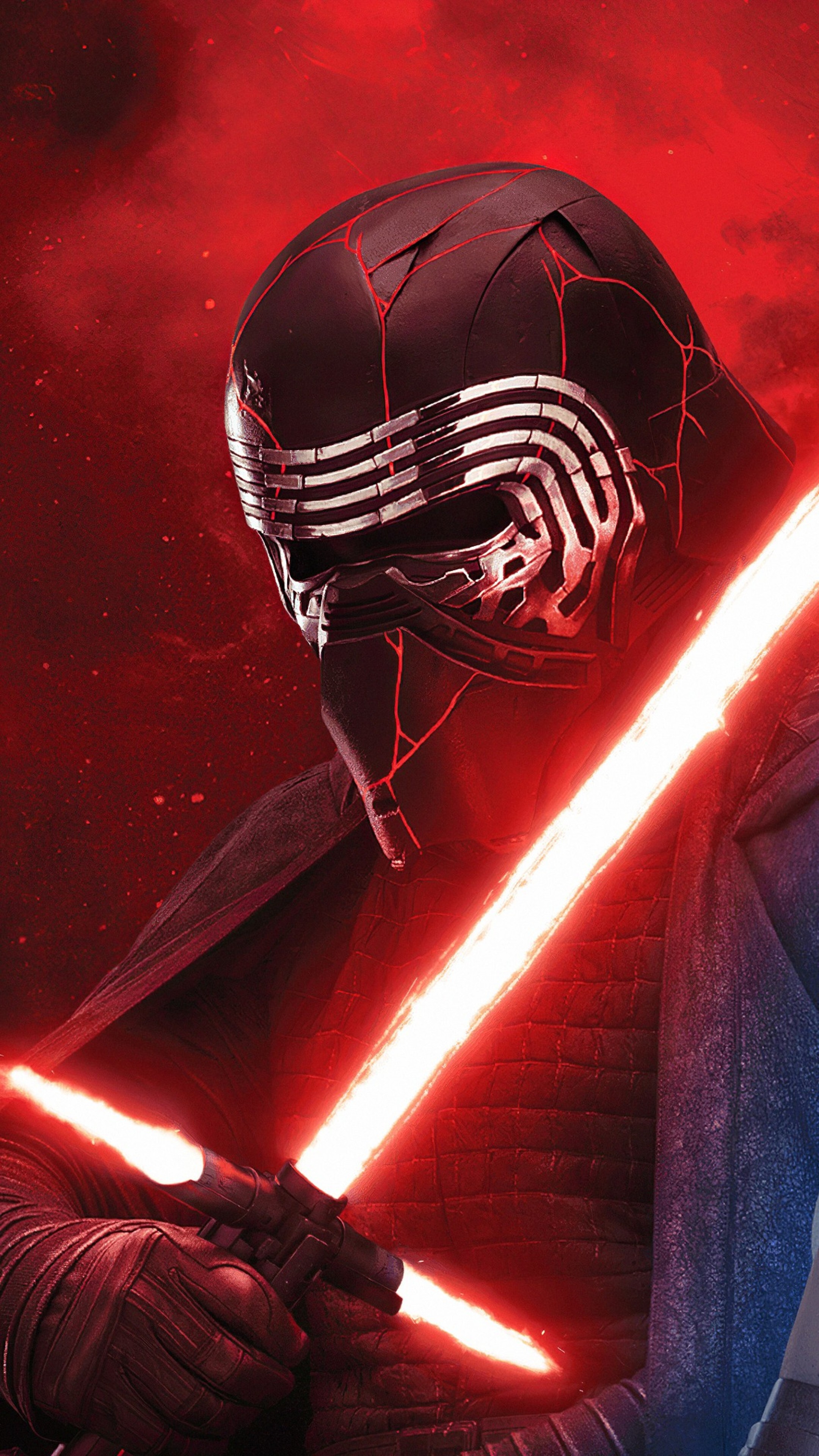 Rey Kylo Ren Lightsaber Star Wars The Rise Of Skywalker 4k iPhone Wallpaper