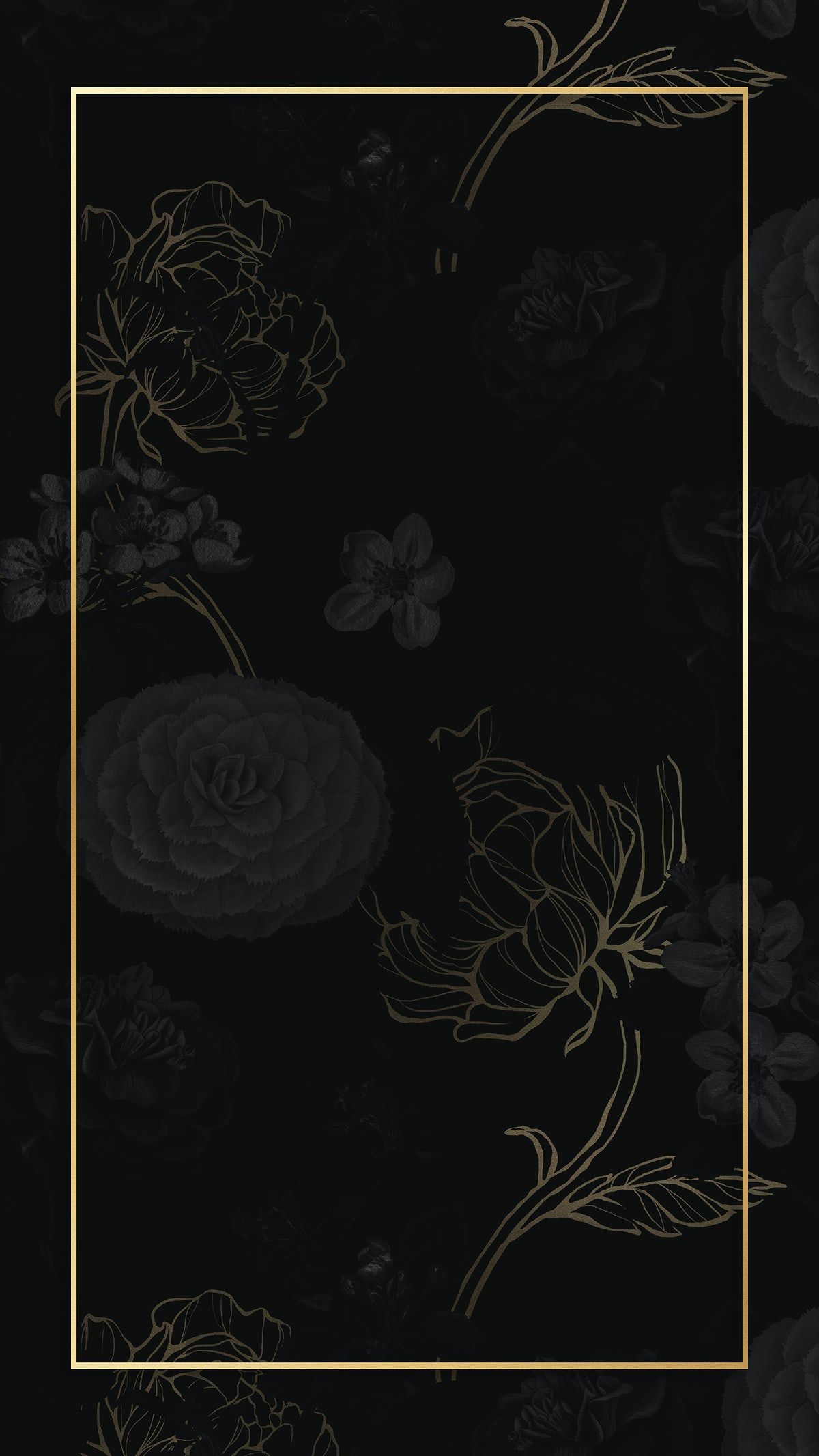 Premium Psd Image Of Gold Frame On A Dark Floral