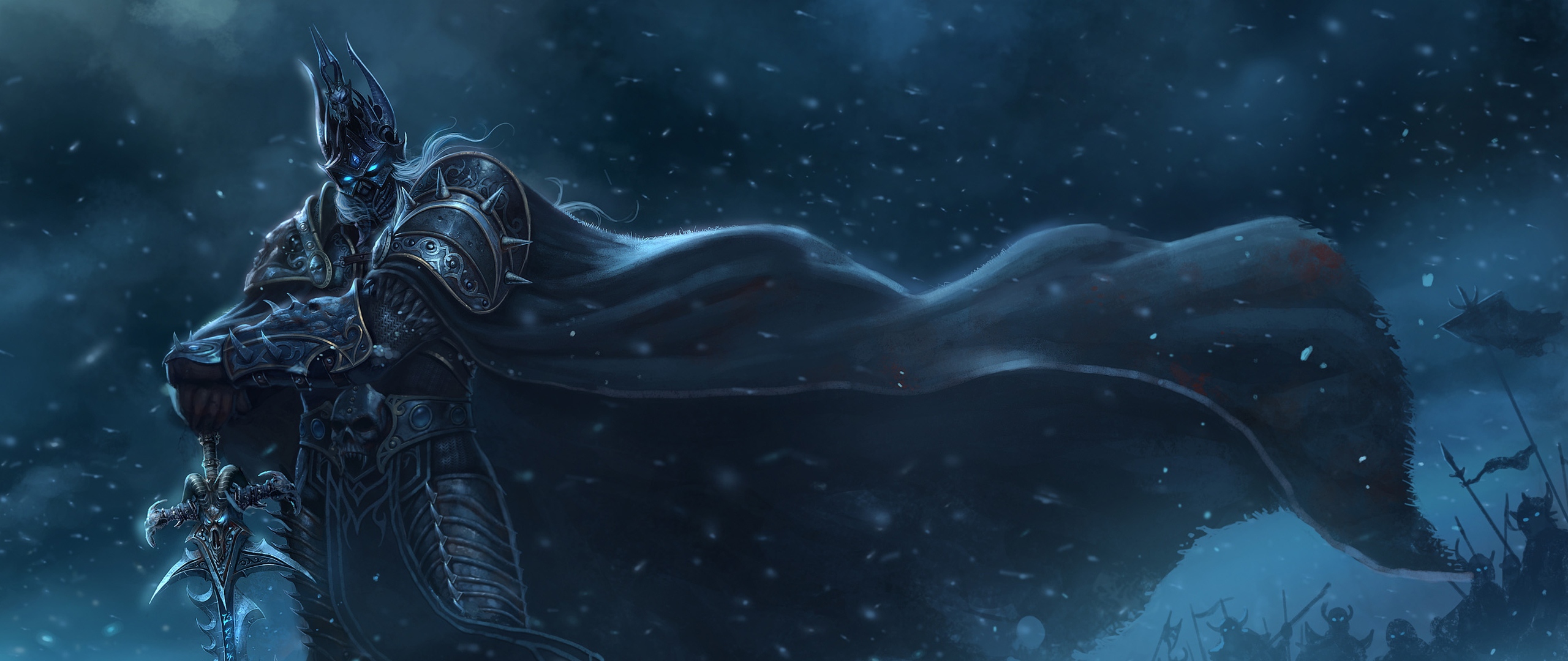 Wallpaper Warcraft Lich King Sword Cloak Snow Cold