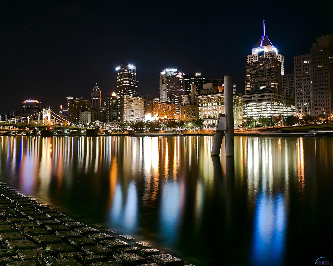 Free download Download Wallpaper Quay Night Pittsburgh Pennsylvania USA