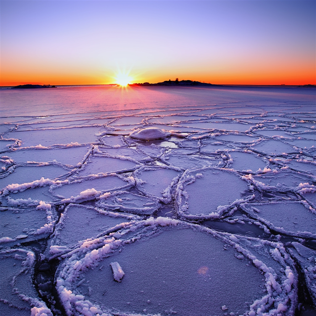 Winter Lake Sunset iPad Air Wallpaper iPhone