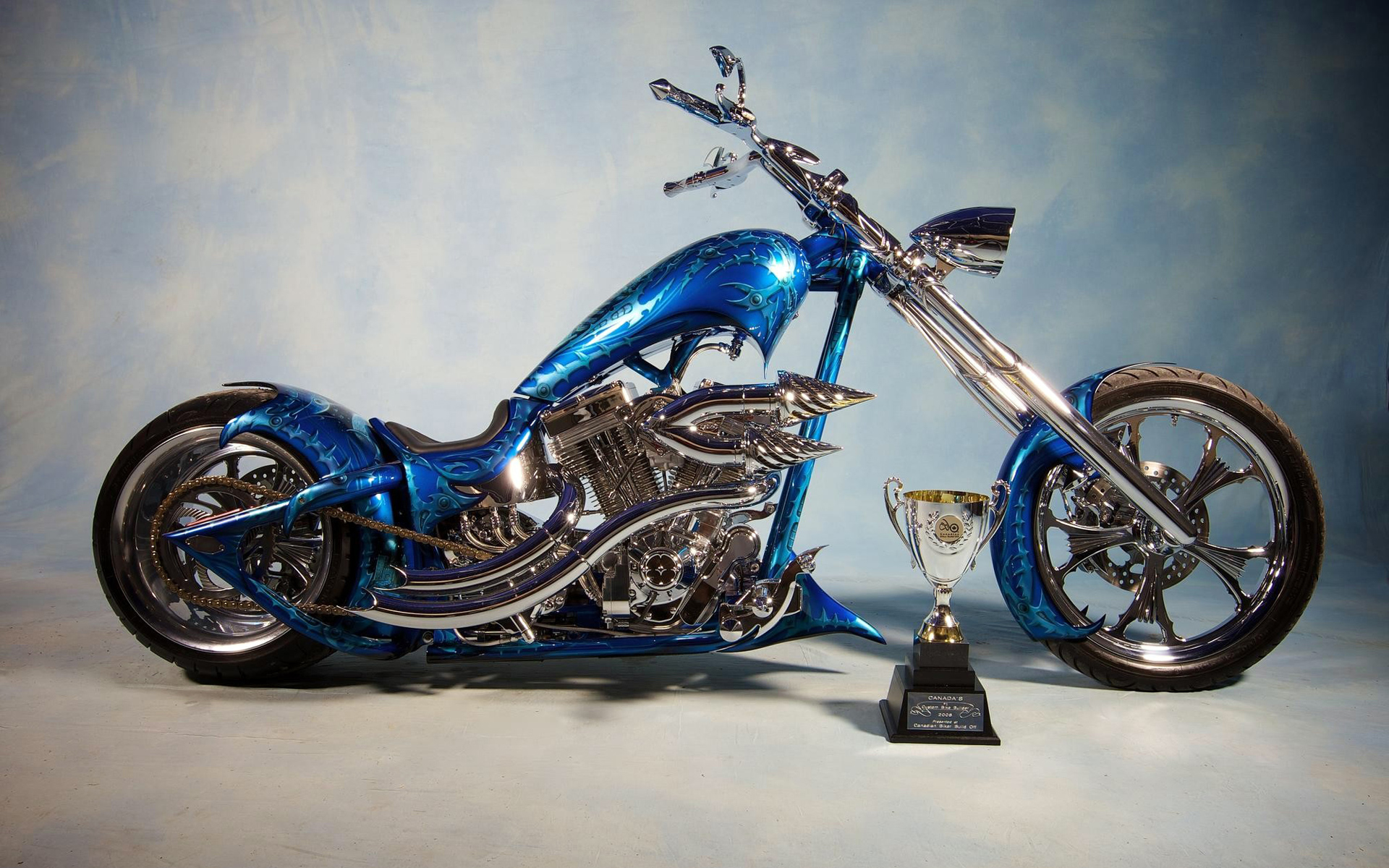 Blue Motorcycle Custom Design HD Wallpaper