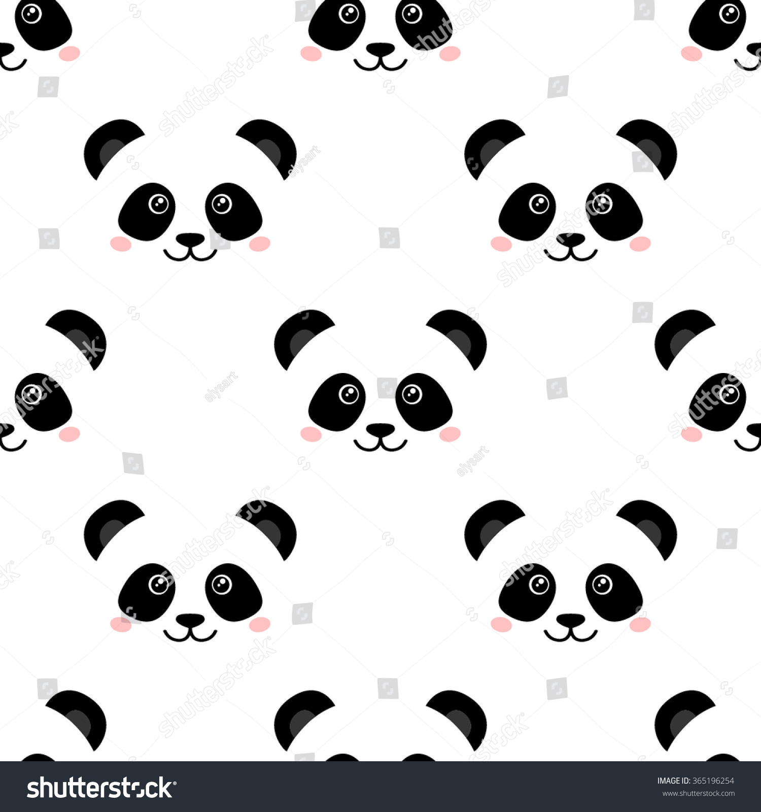 Cute Panda Face Seamless Wallpaper Stock Vector Royalty