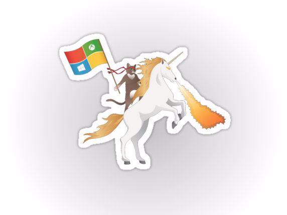 Microsoft S Ninja Cat Riding On A Unicorn Sticker Business Insider