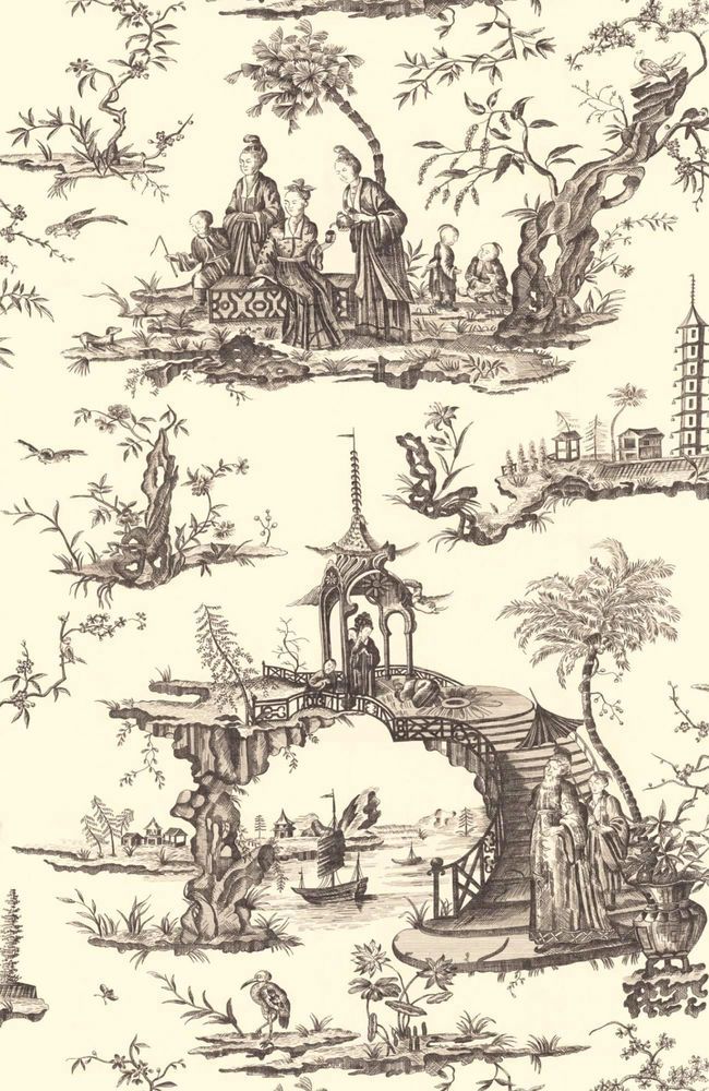 Free download Black And White Toile Wallpaper Border Oriental Toile
