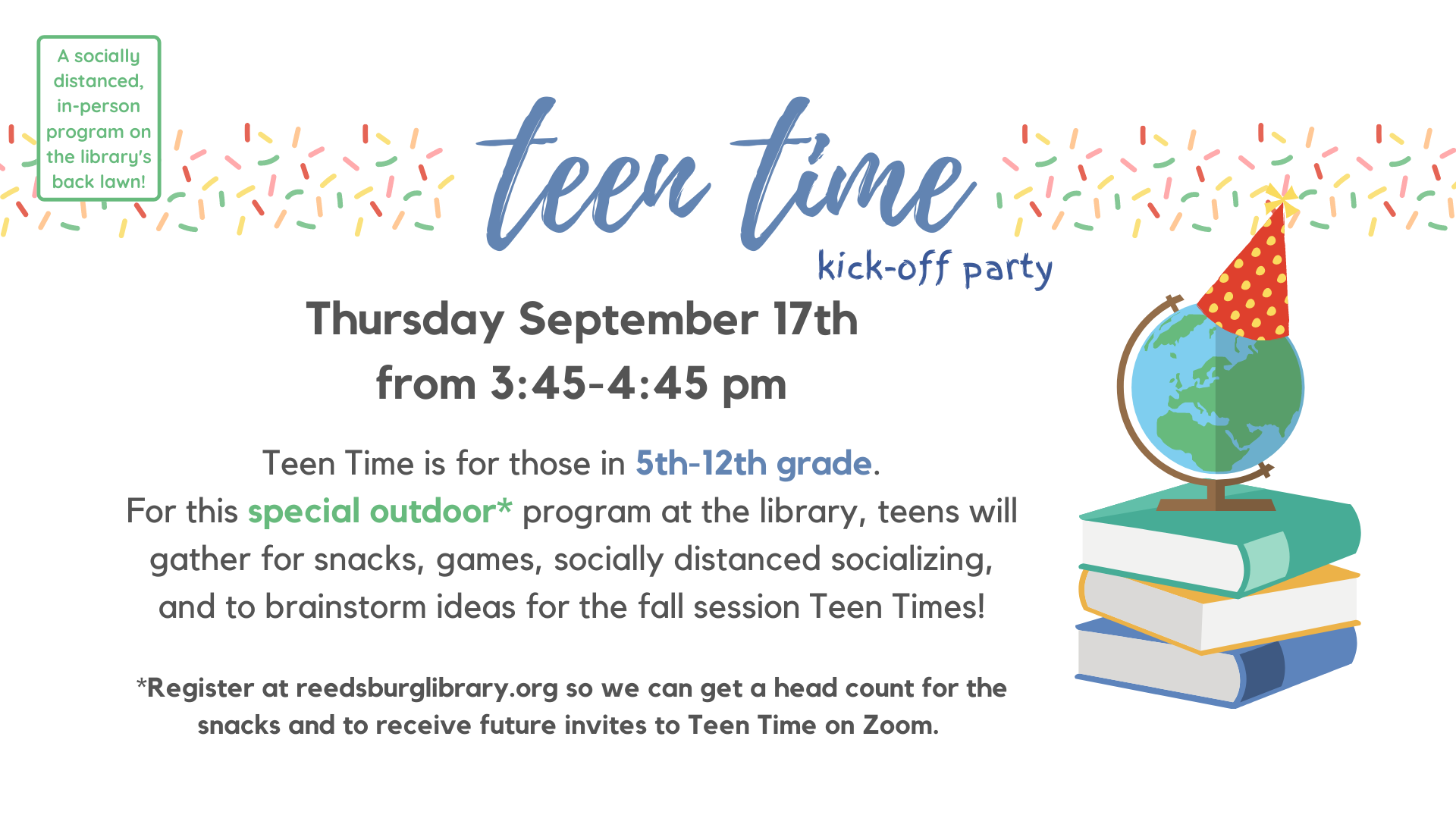 Teen Time Kick Off Party Reedsburg Public Library