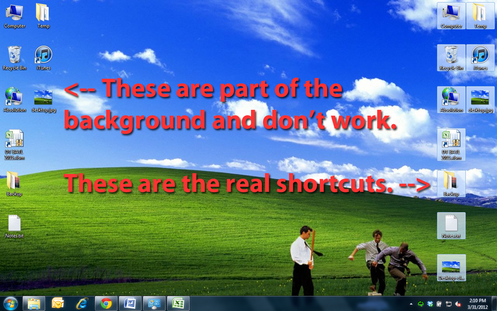 Does Replaces the desktop background with an image of the old desktop