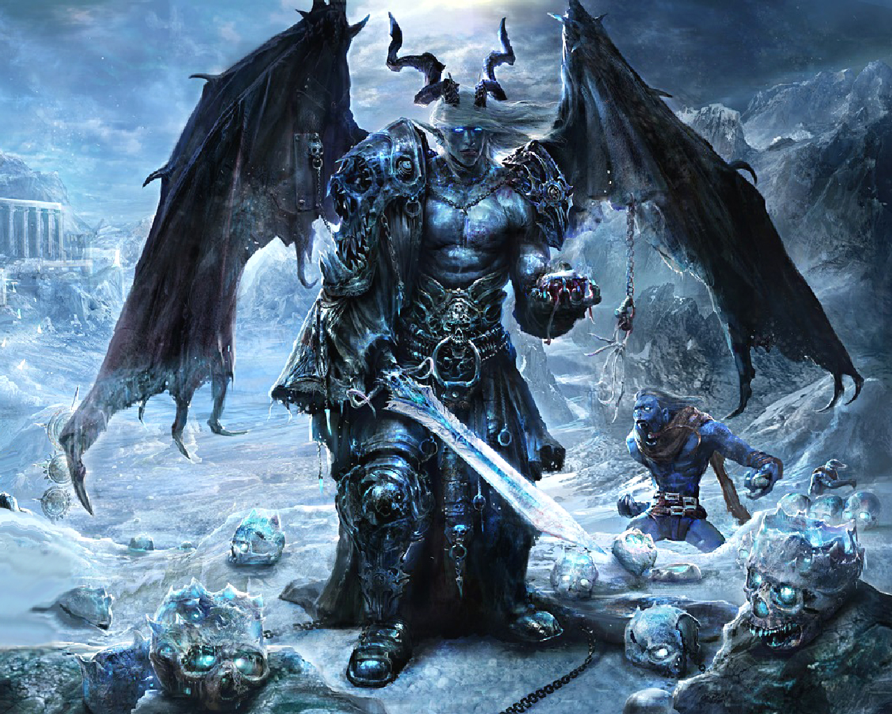 Pictures Dark Demon Monster Warrior Skull Fantasy Wallpaper Background