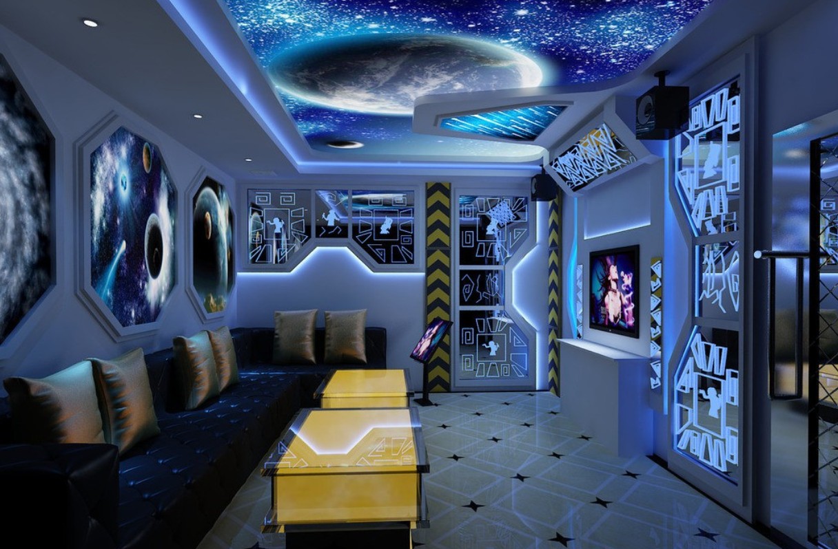 Ktv Red Couches Ceiling Design And Interior