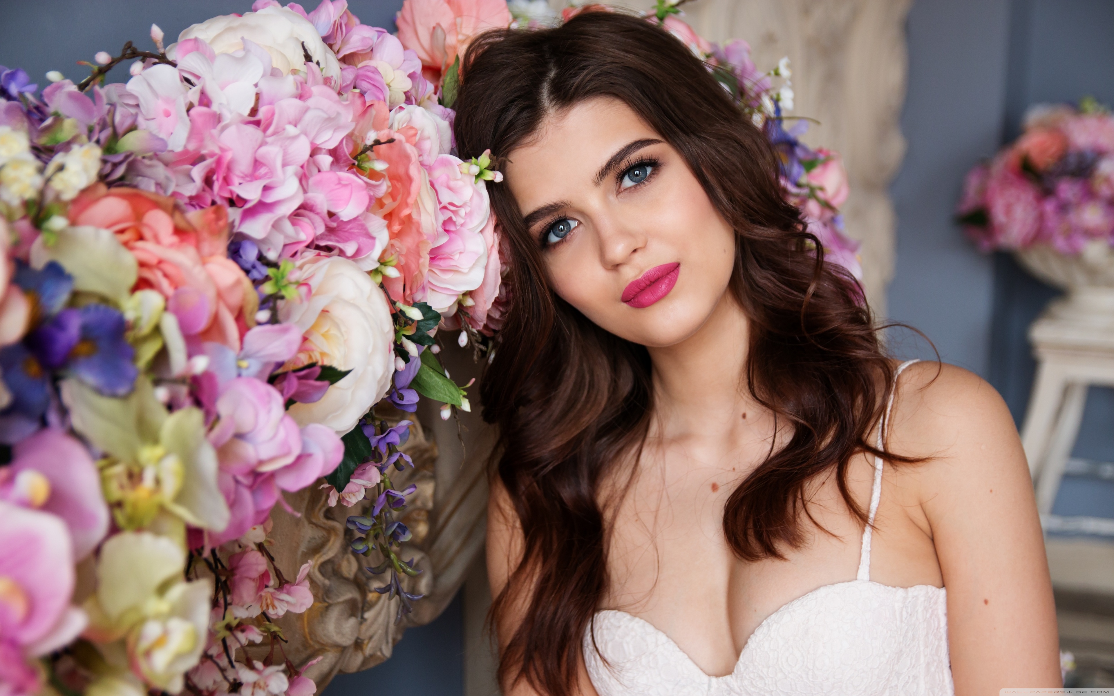 Beautiful Russian Girl Flowers 4k HD Desktop Wallpaper For