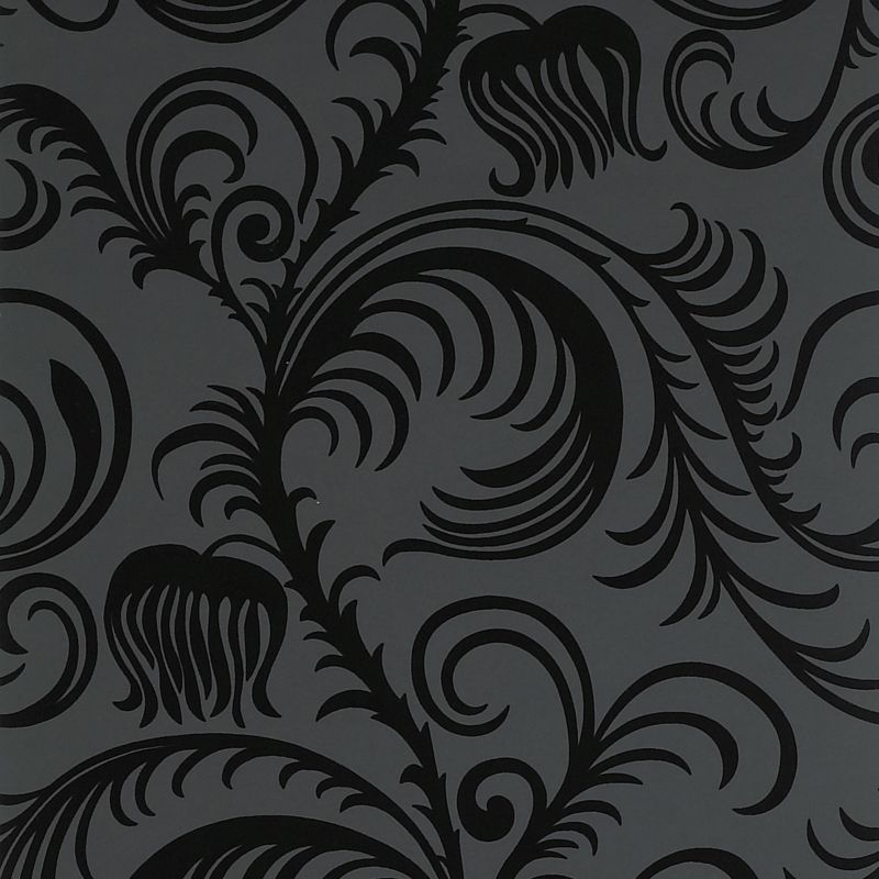 Paste The Wall Wallpaper In Black With A Flock Finish By Statement