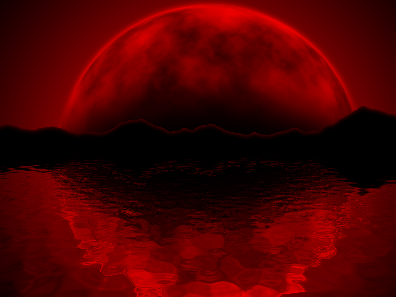 Blood Red Moon Wallpaper Reflected