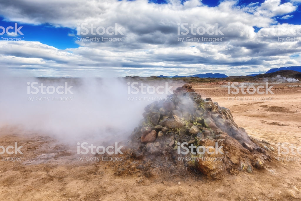 Namafjall Hverir Geothermal Area In Iceland Stunning Landscape Of