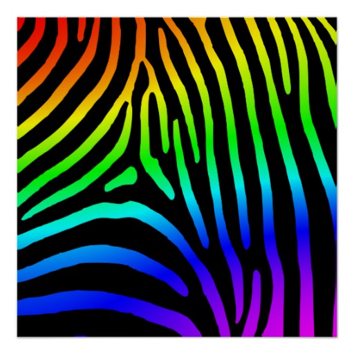 Cute Rainbow Zebra Background Stripes Print
