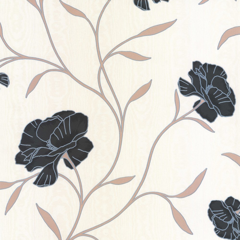  Erismann Poppy Floral Wallpaper Black Cream Beige 8994 15