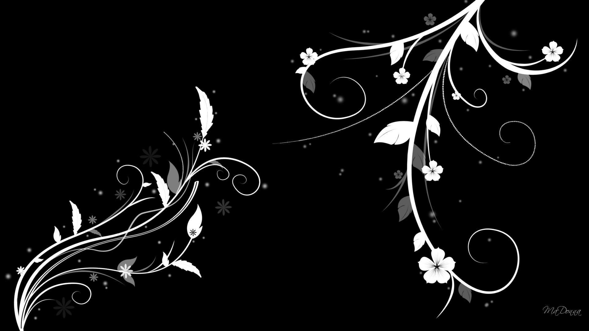 black and white flower wallpaper