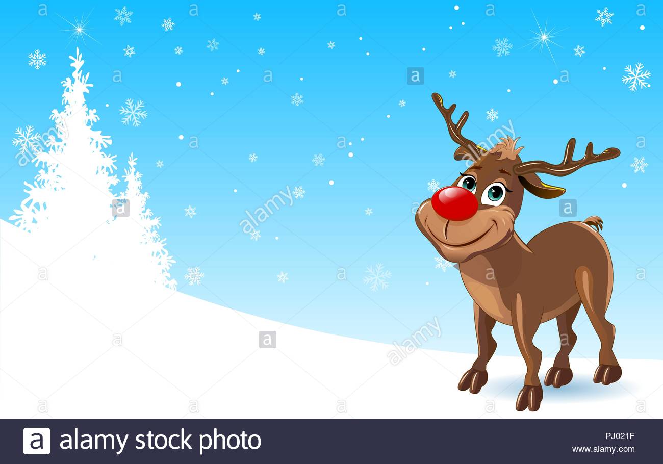 Cartoon Deer On A Winter Background The Of