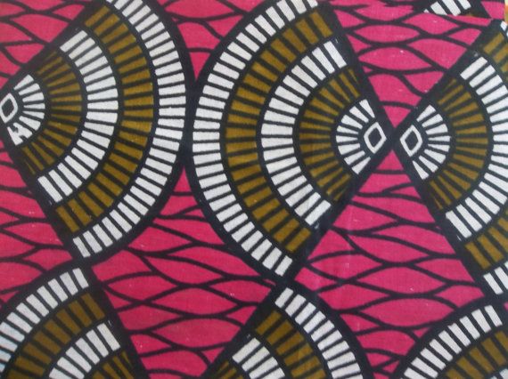 West African Wax Ankara Cotton Brown Fan Print Design On