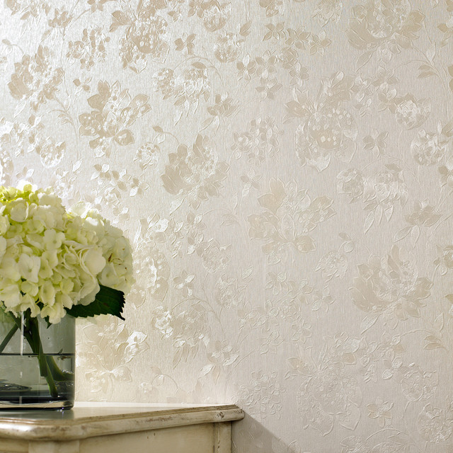 Floral Silk Cream Shimmer Modern Wallpaper By Graham Brown