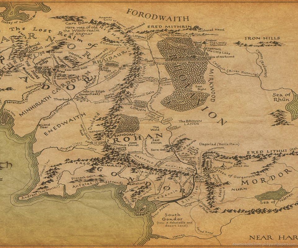 Download The Map Of Middle earth Wallpaper For Samsung Epic 960x800