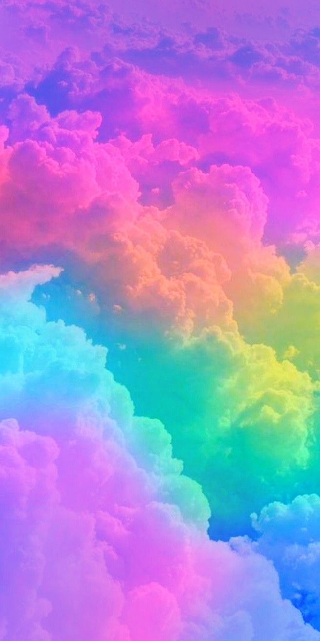 Colorful Rainbow Pastel Clouds Wallpaper In