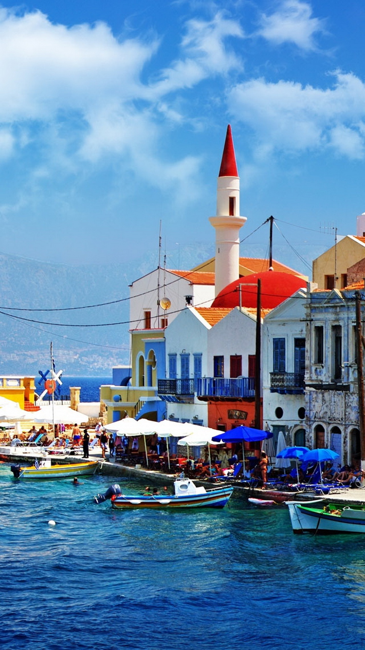 Beautiful Greece Port Town iPhone 6 Wallpaper iPod Wallpaper HD
