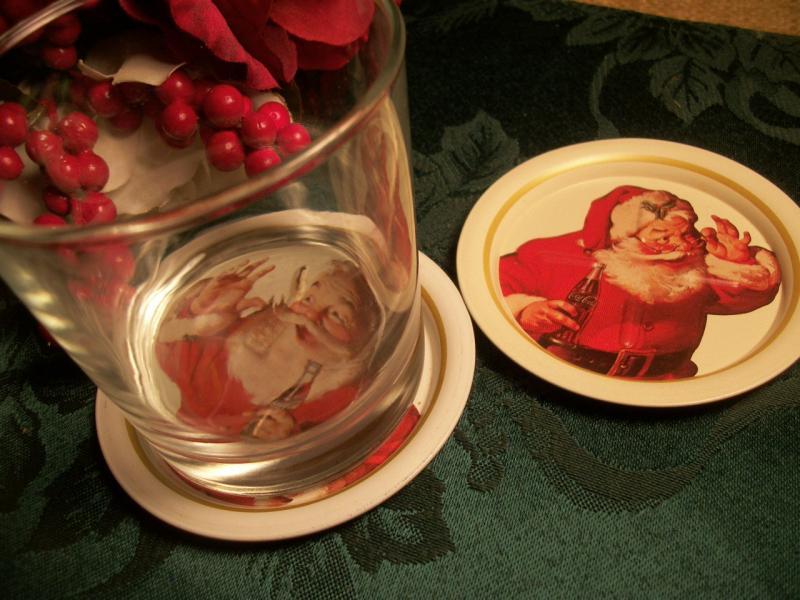 Vintage Christmas Costers Coke Coca Cola Santa Claus Beverage Glass