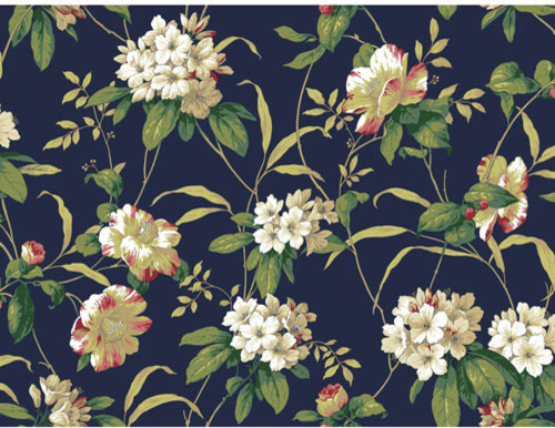 Casabella Ii Midnight Blue Rhododendron Floral Wallpaper Eclectic