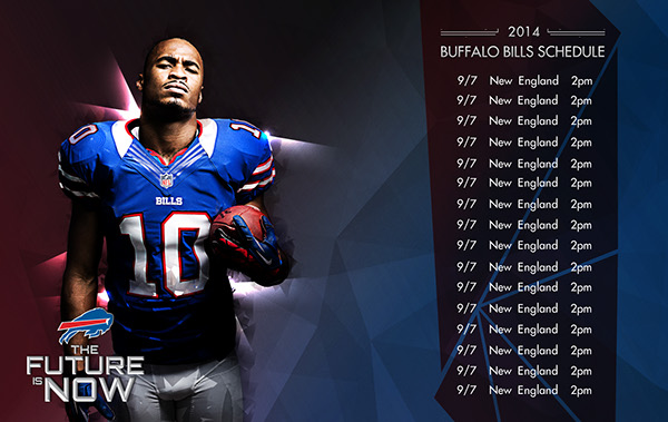 Season Schedules I Created For The Buffalo Bills While Interned