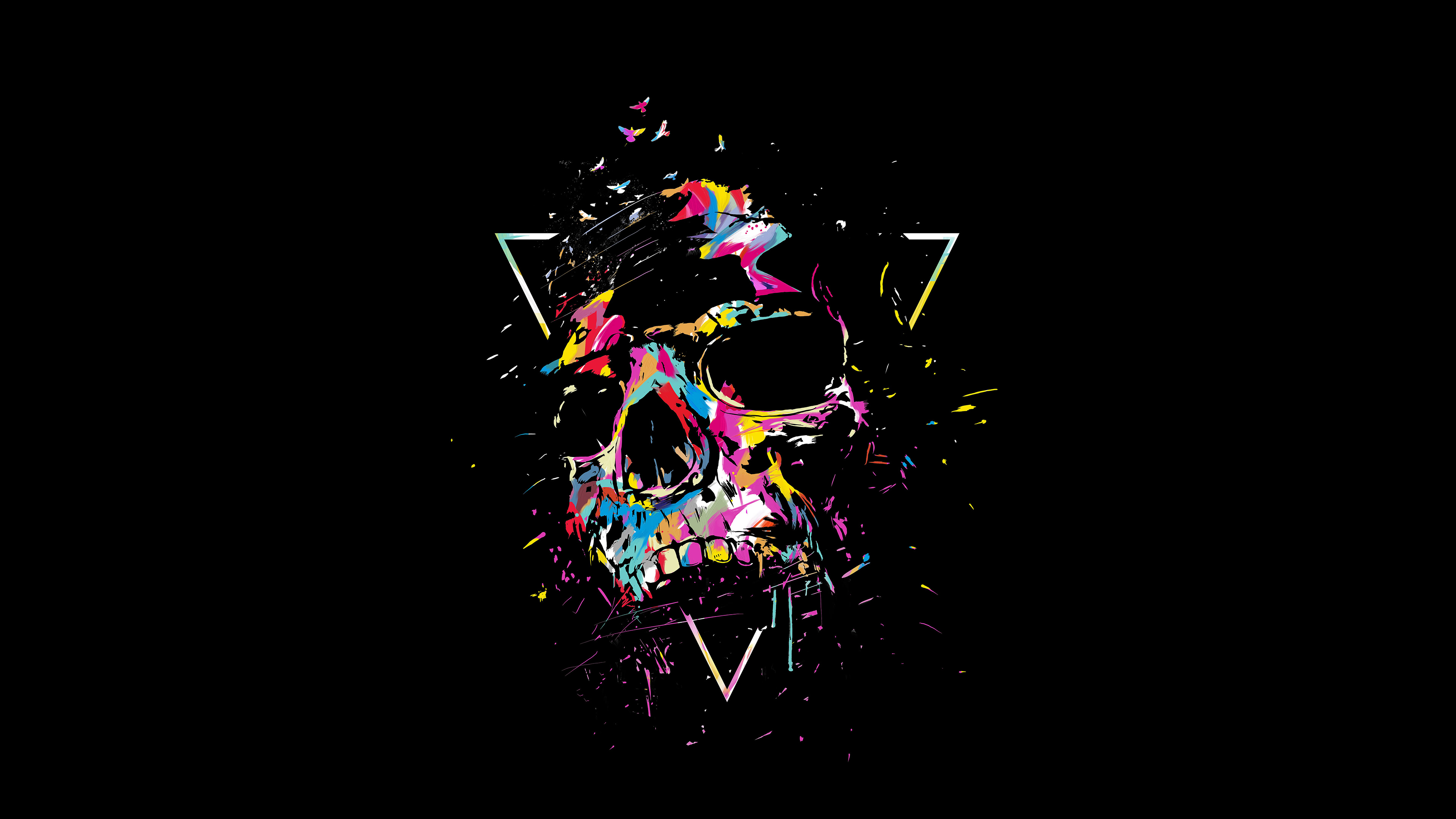Skull Color Sketch Art 4k Apple iPhone Ipod Touch Galaxy Ace HD Wallpaper Image