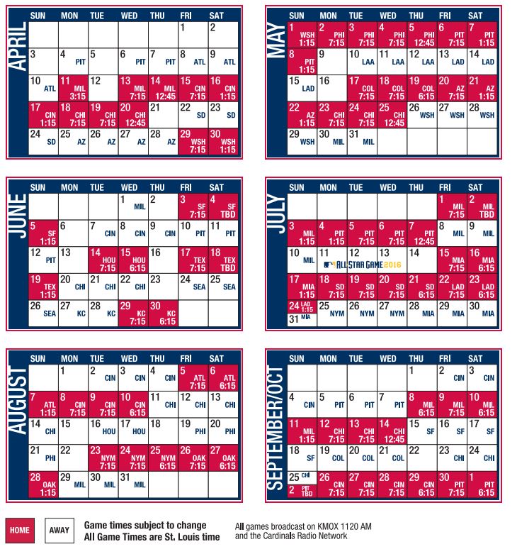 The Plete Cardinals Schedule Highlights By Sportspyder