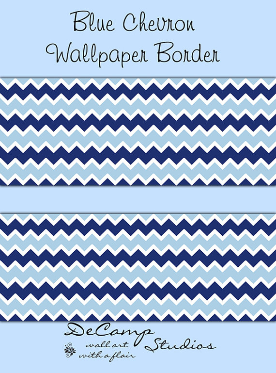 Items Similar To Navy Blue Chevron Wallpaper Border Wall Decals Baby