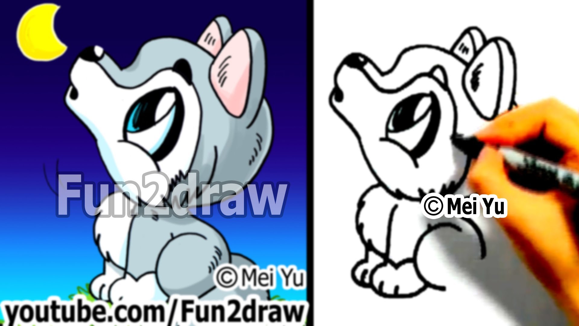 How To Draw A Cartoon Wolf Animals Cute Art Fun2draw
