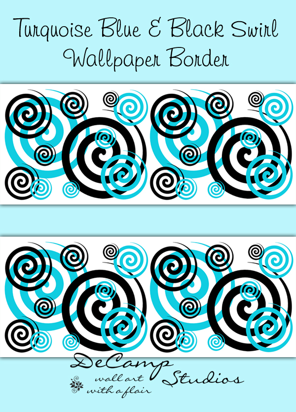 🔥 Free download Turquoise Blue Swirl Wallpaper Border Wall Decals